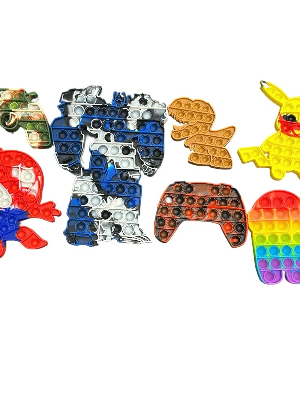 Lot of 7 Fidget Toys Bundle Large Pop Its Sensory Stress Relief Pikachu Among Us